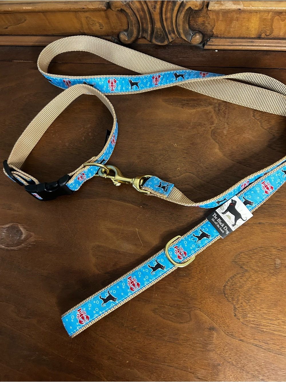 NWT, The Black Dog Lobster & Dog Silhouette Collar and Leash Set - Picture 6 of 7